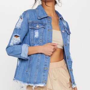 Abegaila Mid Wash Distress Denim Jacket